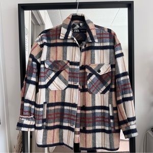 Zara Plaid Overshirt Shacket Jacket XS